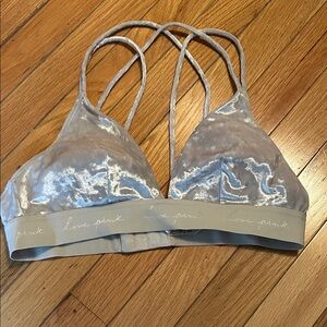 PINK Victoria's Secret Velvet Bralette - Silver and Cream